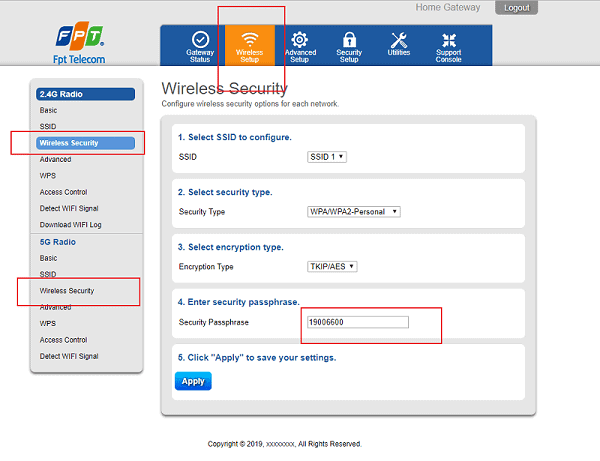 Quên mật khẩu wifi FPT