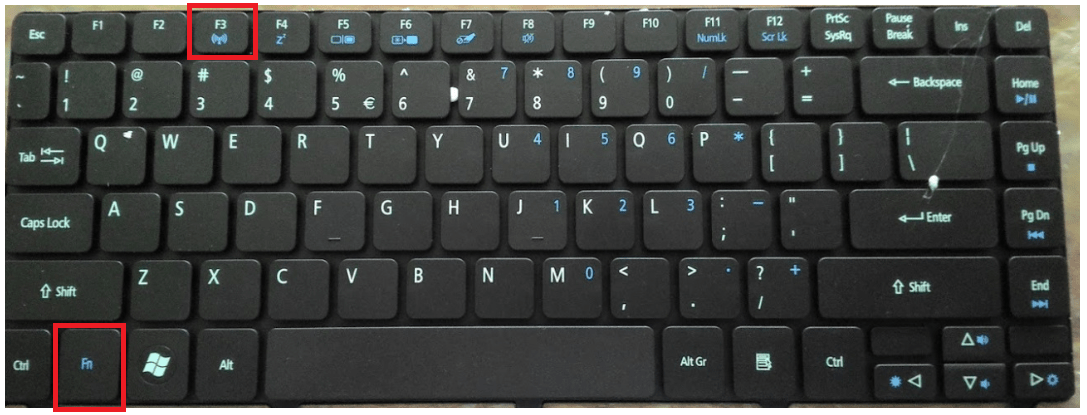 Tổ hợp phím tắt bật wifi trên laptop Acer