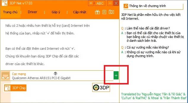 Cài đặt driver wifi bằng phần mềm 3DP Net2