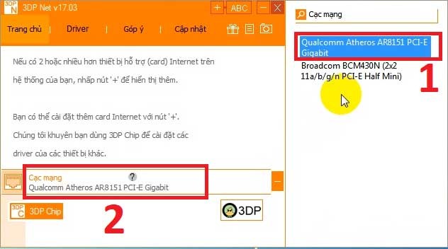 Tìm kiếm driver wifi còn thiếu