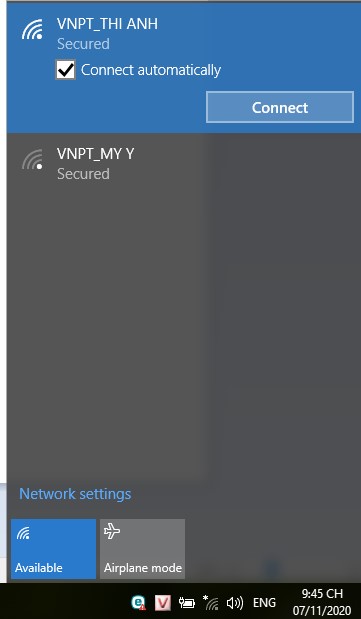 Kết nối wifi sau khi cài đặt driver wifi thành công