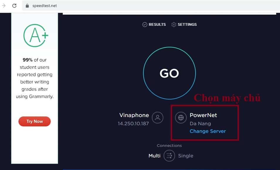 Test tốc độ mạng bằng speed test